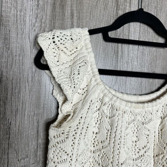 Lucky Brand Crochet Top Ivory Off The Shoulders Hippie Festival Size S - Picture 2 of 8